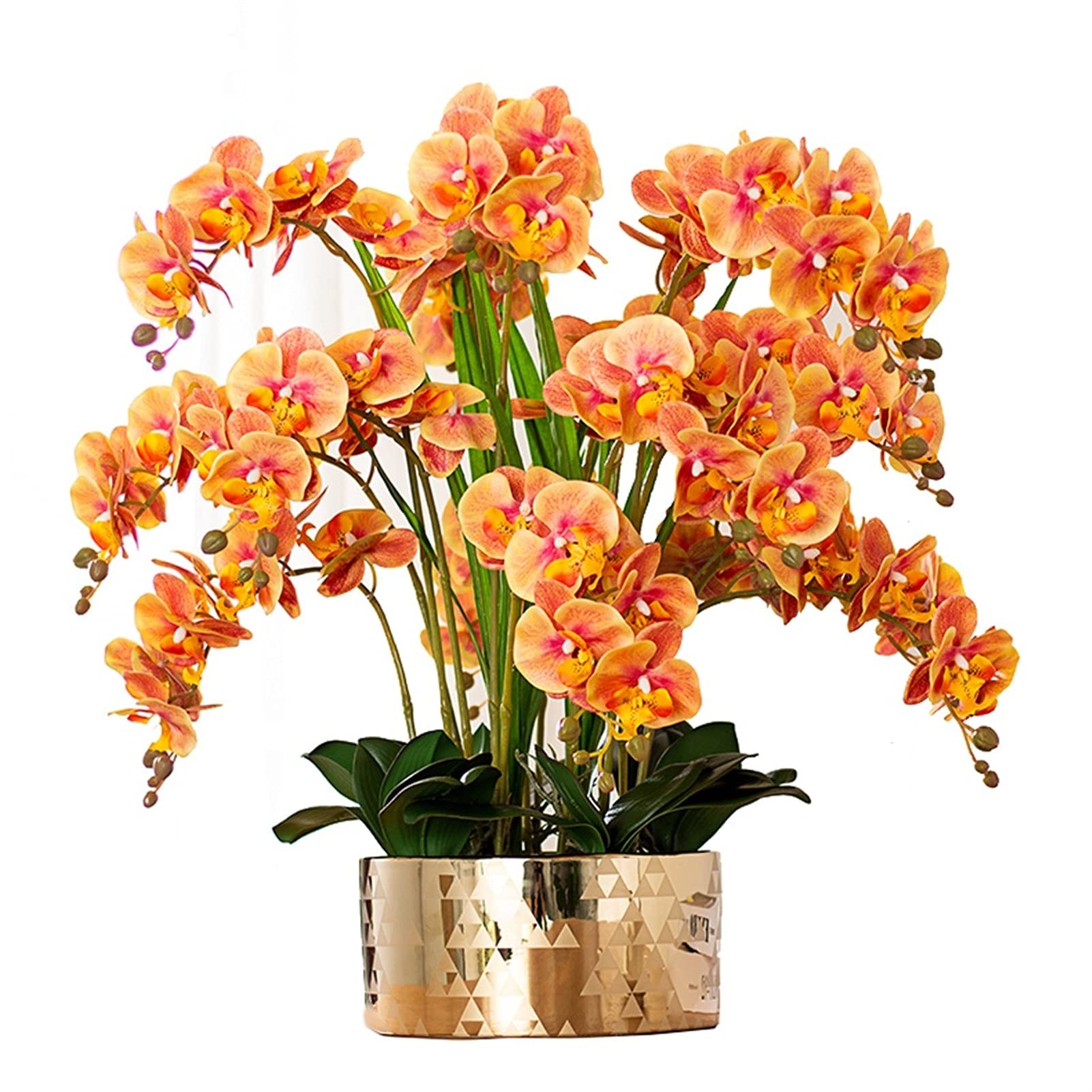 MYUYEE Artificial Flower In Pot Artificial Flowers With Planter Orchid Large Indoors Silk Flower Large Artificial Plants In Pots Fake Flower Potted Bonsai