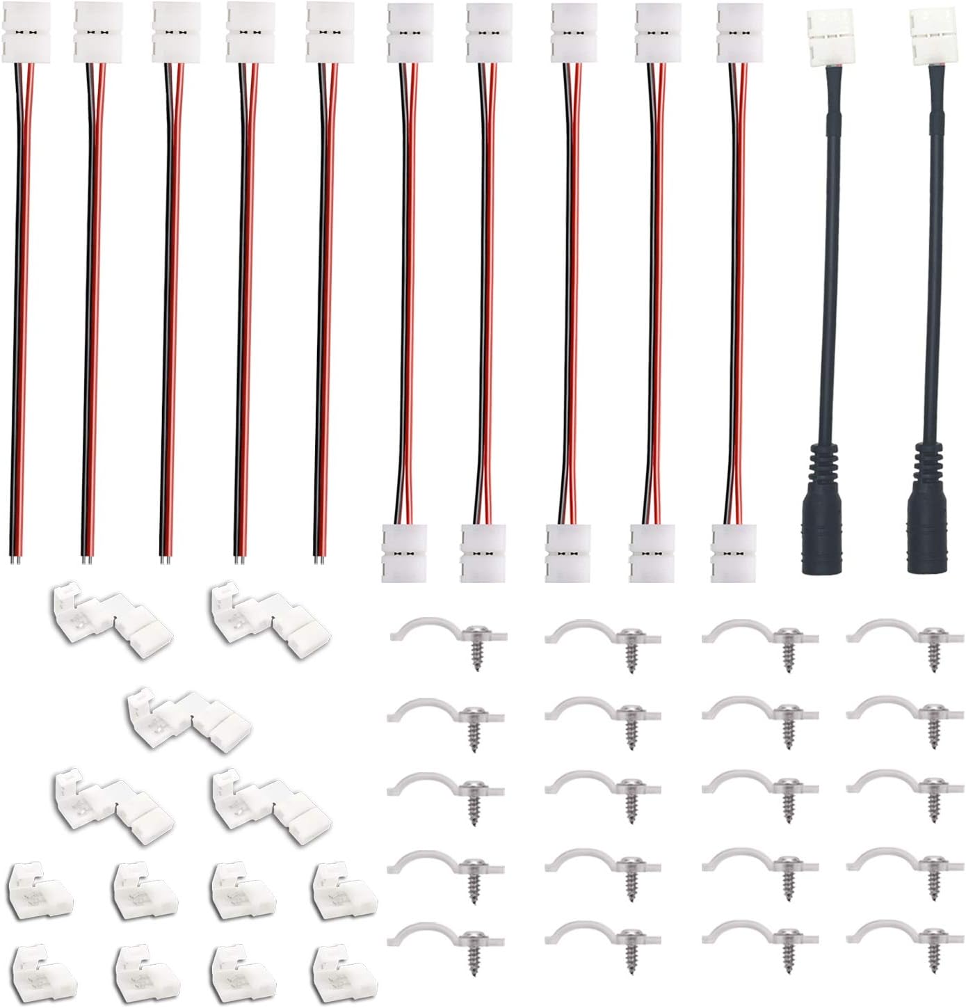 2 Pin LED Strip Connectors 8mm Kit, AWSOM LED Strip Solderless Connectors Set, Led Strip Wire Connectors for 3528 2835 Single Color LED Strip Lights