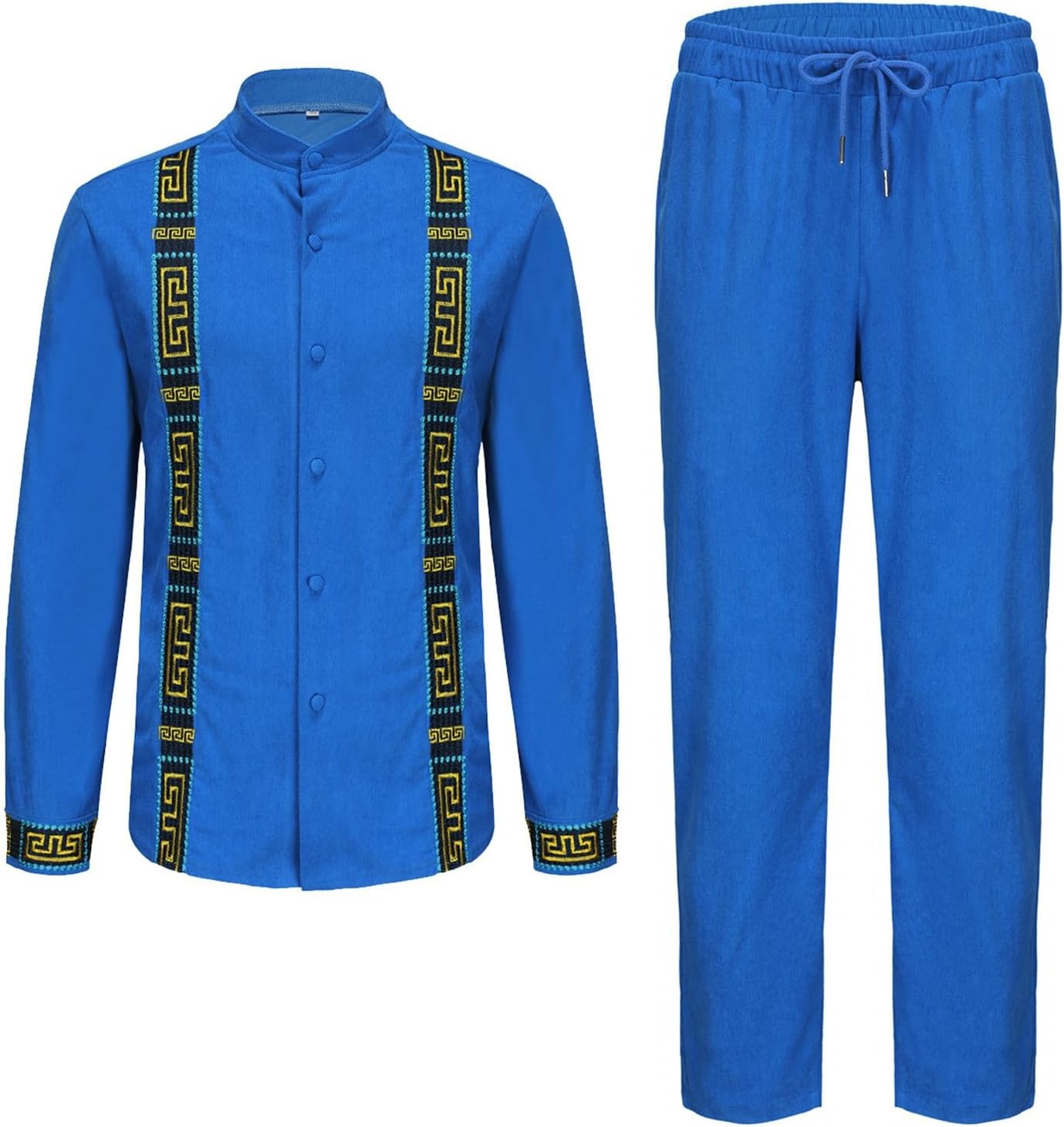 Men's Embroidery African Suit Wedding Clothing 2 Piece Set Shirt and Pants Attire Tracksuits Dashiki Outfits