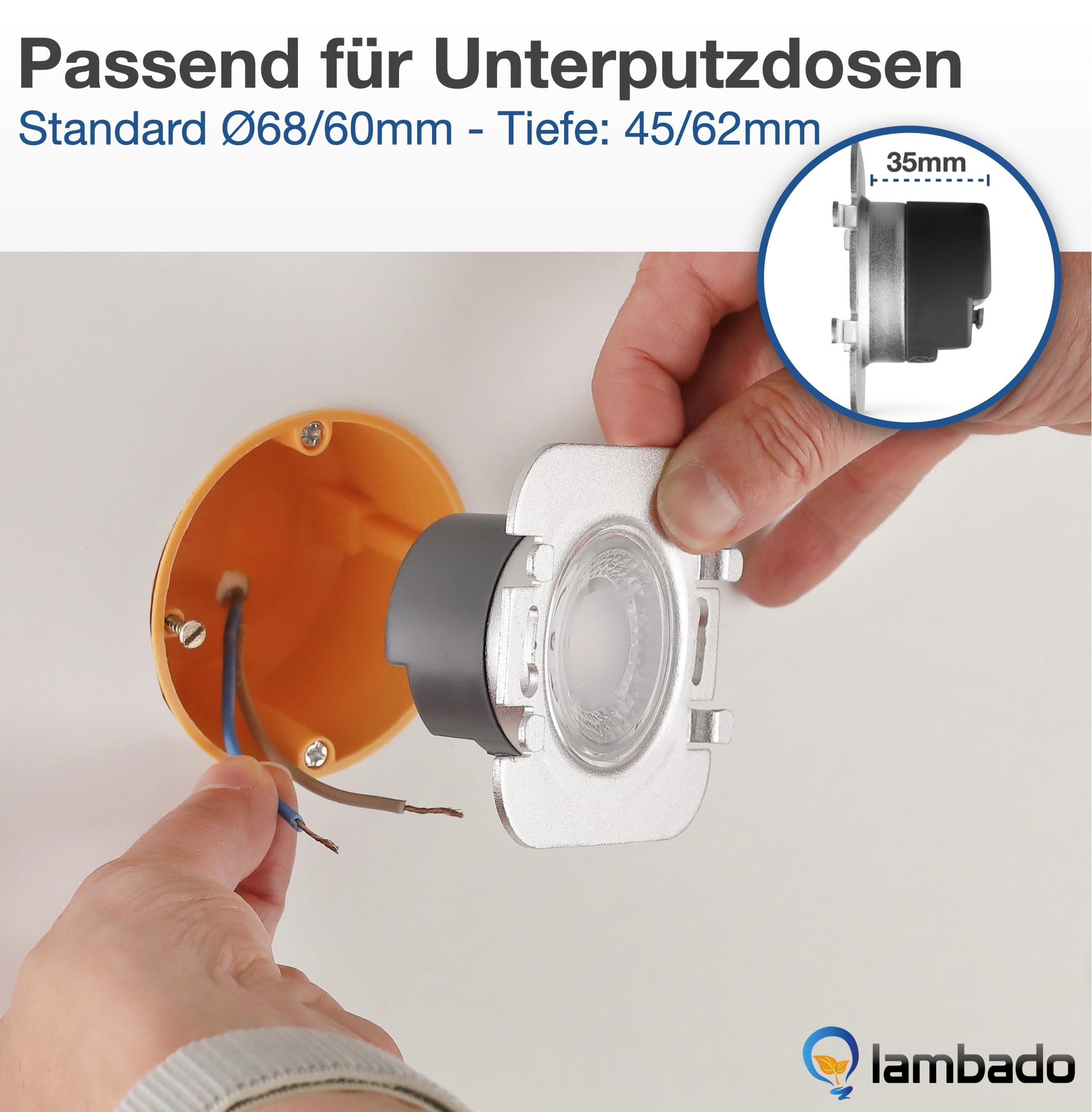 lambado® LED Treppenbeleuchtung mit Bewegungsmelder in weiss eckig - Stufenbeleuchtung mit 1,5W 230V für Ambiente & Sicherheit im Dunkeln
