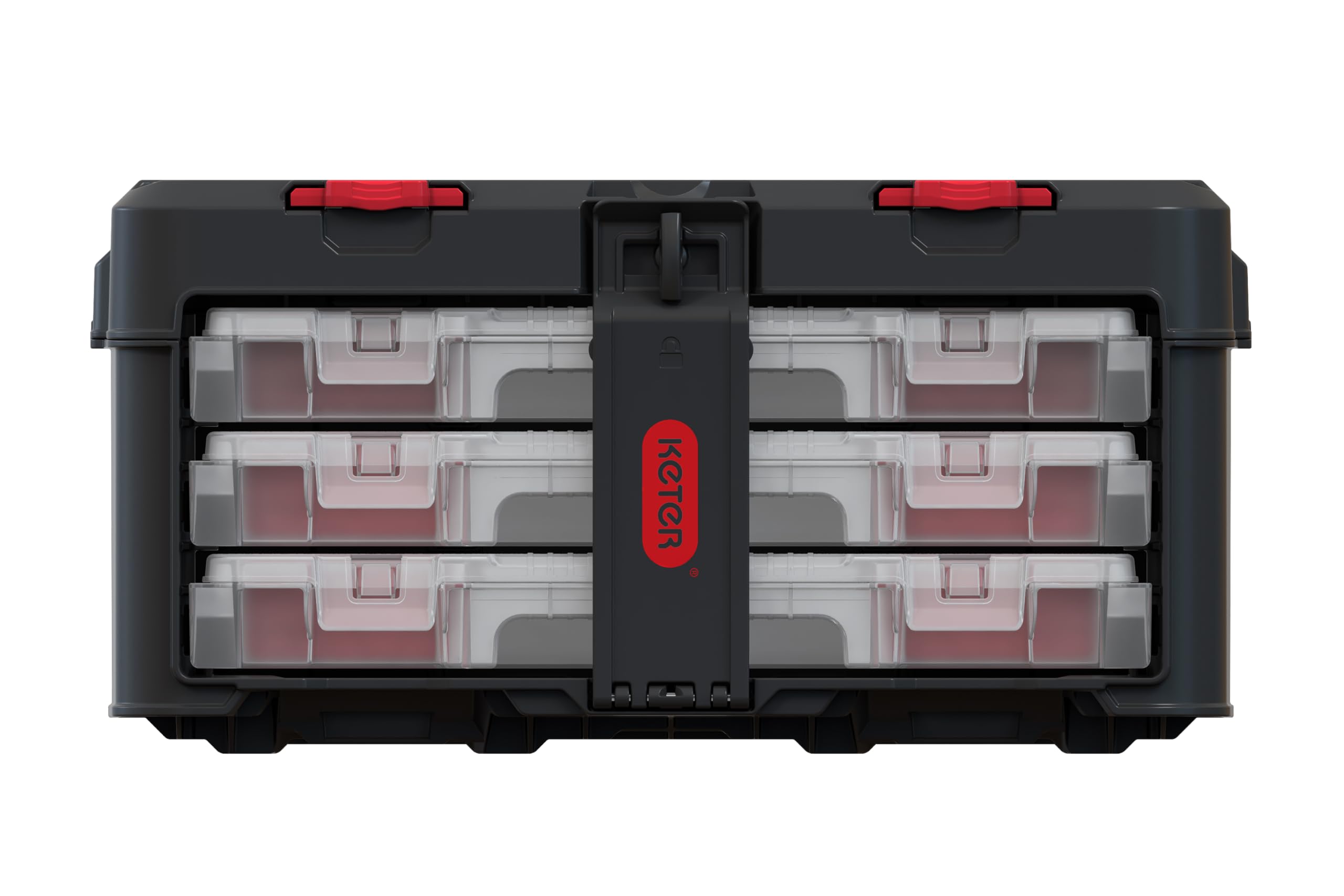 Keter Stack n' Roll Modular DIY 3 Organiser Set, Stackable, Lightweight, Durable, Water Resistant, Black