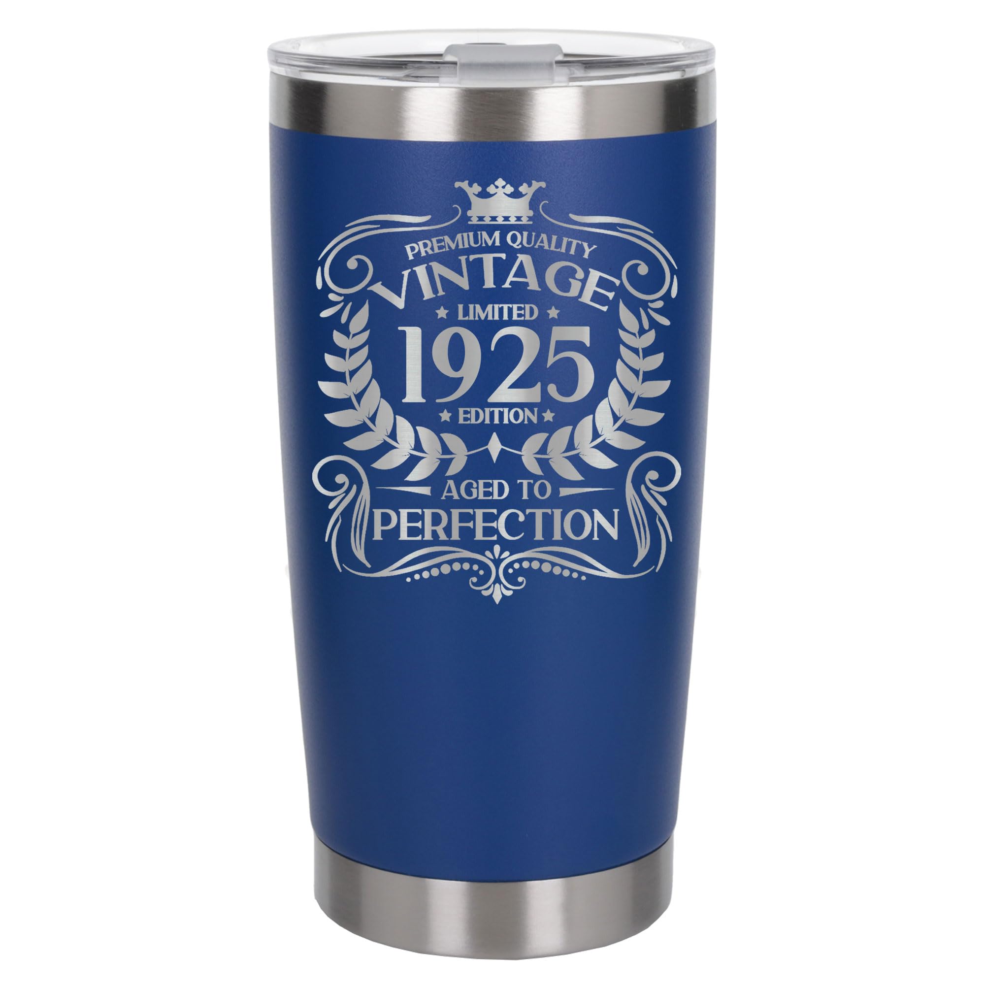 Always Looking Good 101st Birthday Gift Vintage 1925 Aged to Perfection Engraved Insulated Travel Mug Present for 101 Year Old Dark Blue Thermal Coffee Flask Travel Mugs with Lids