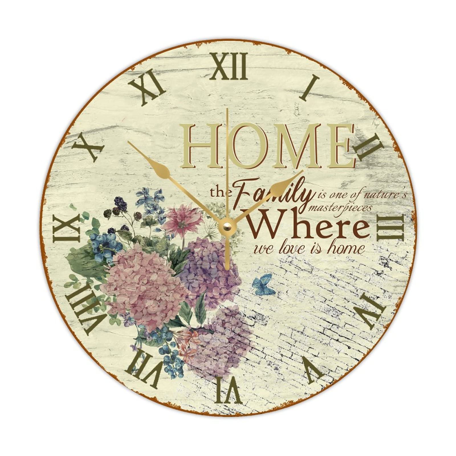 Horloge ronde en bois pour cuisine et salon à décoration rétro