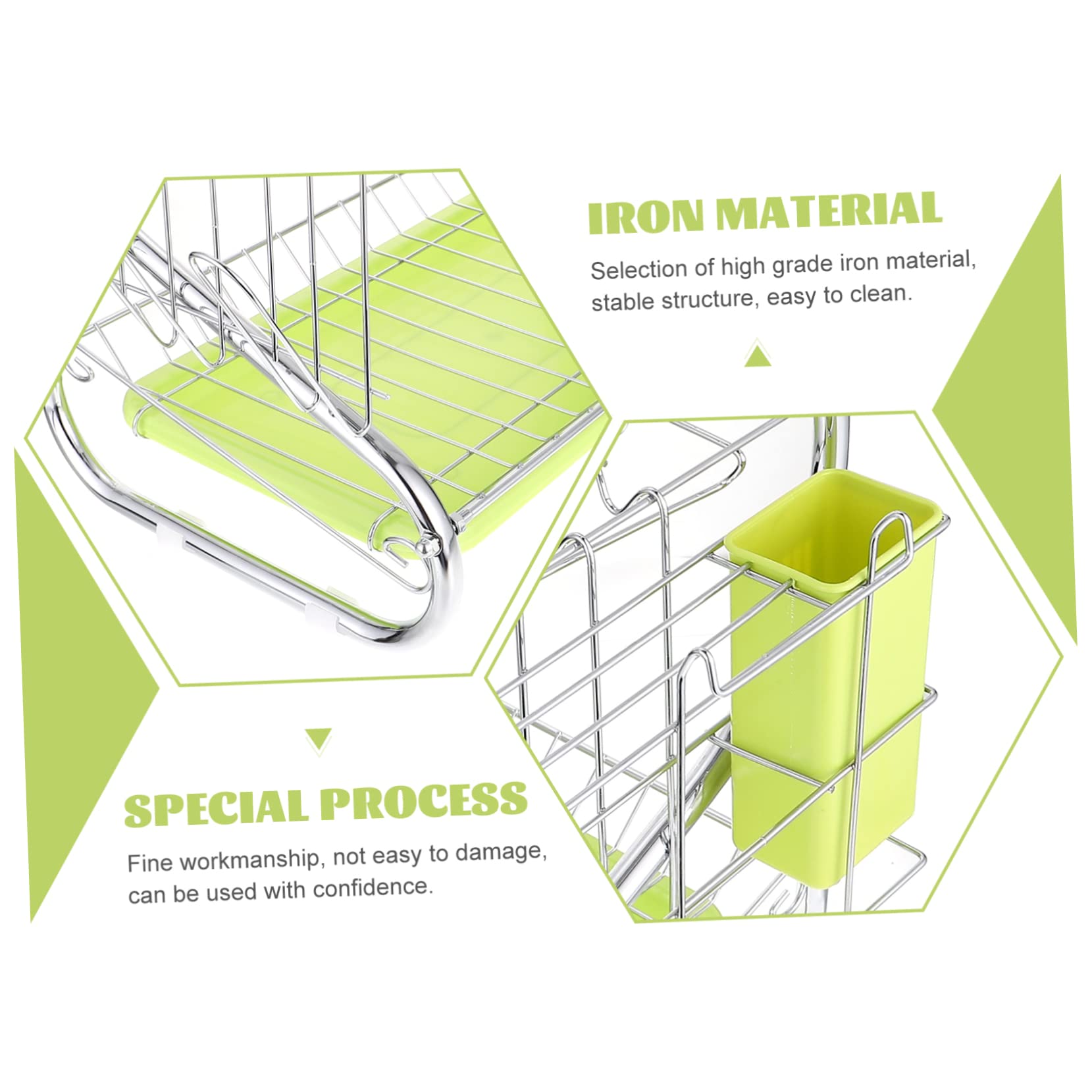 Ciieeo Escurridor de Platos de Hierro de Doble Capa Diseño de Drenaje, Organizador Multifuncional para Vajilla, Adecuado para Familias y Restaurantes