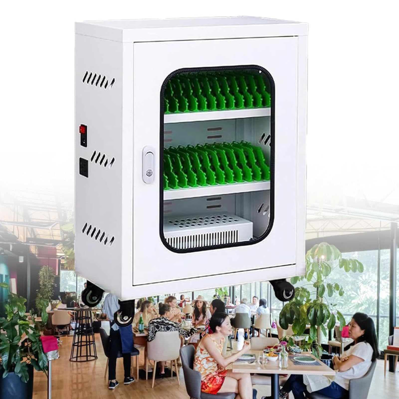 GTHTUHFD Mobile Phone Charging Station Cabinet With 60 Slots Usb Lockers For Schools Churches & Airports Rechargeable Phone Charging Stations On Universal Wheels,60Slots-50Sl,30slots