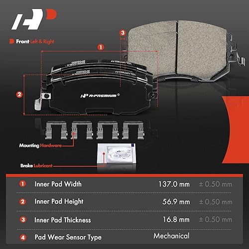 Miniatura 5 de A-Premium Juego de pastillas de freno de disco de cerámica delanteras compatibles con modelos Subaru y Saab seleccionados - OutbackLegacyImpreza