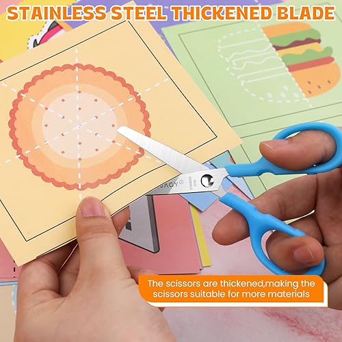 Miniatura 5 de Tijeras para niños a granel, paquete de 120 tijeras pequeñas de 5 pulgadas, tijeras de seguridad para cortar papel regular, papel de construcción,