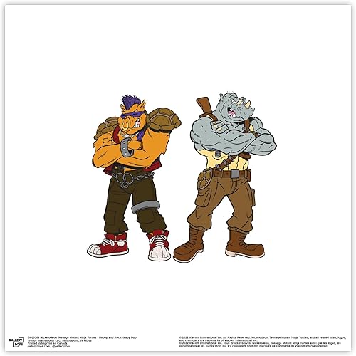 Trends International Gallery Pops Nickelodeon Teenage Mutant Ninja Turtles  Póster de pared Bebop Rocksteady de 12 x 12 pulgadas, versión sin marco
