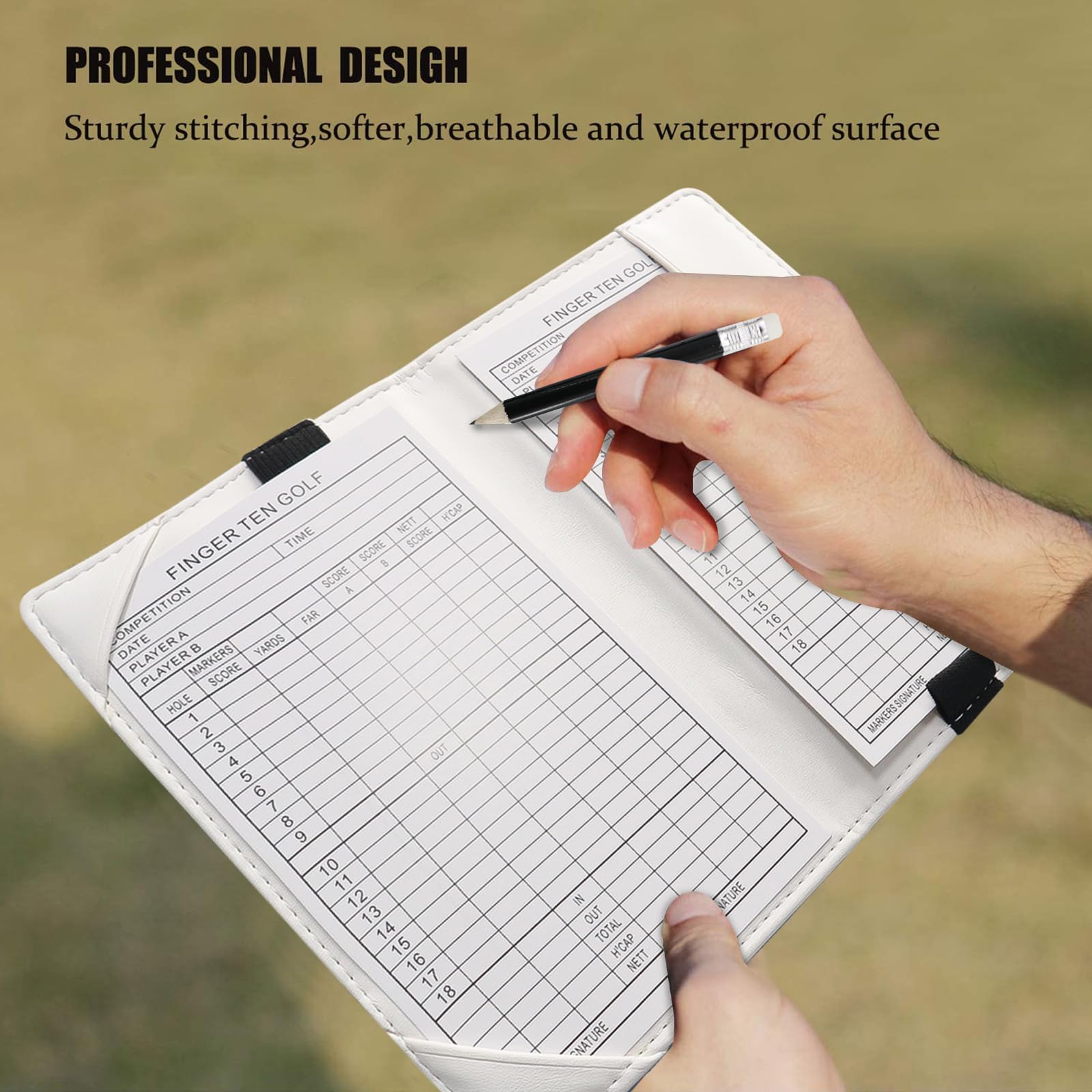 AXKAL Golf Scorecard Score Cards Holder Book Leather Four-leaf Clover Pattern Value Pack - Image 4