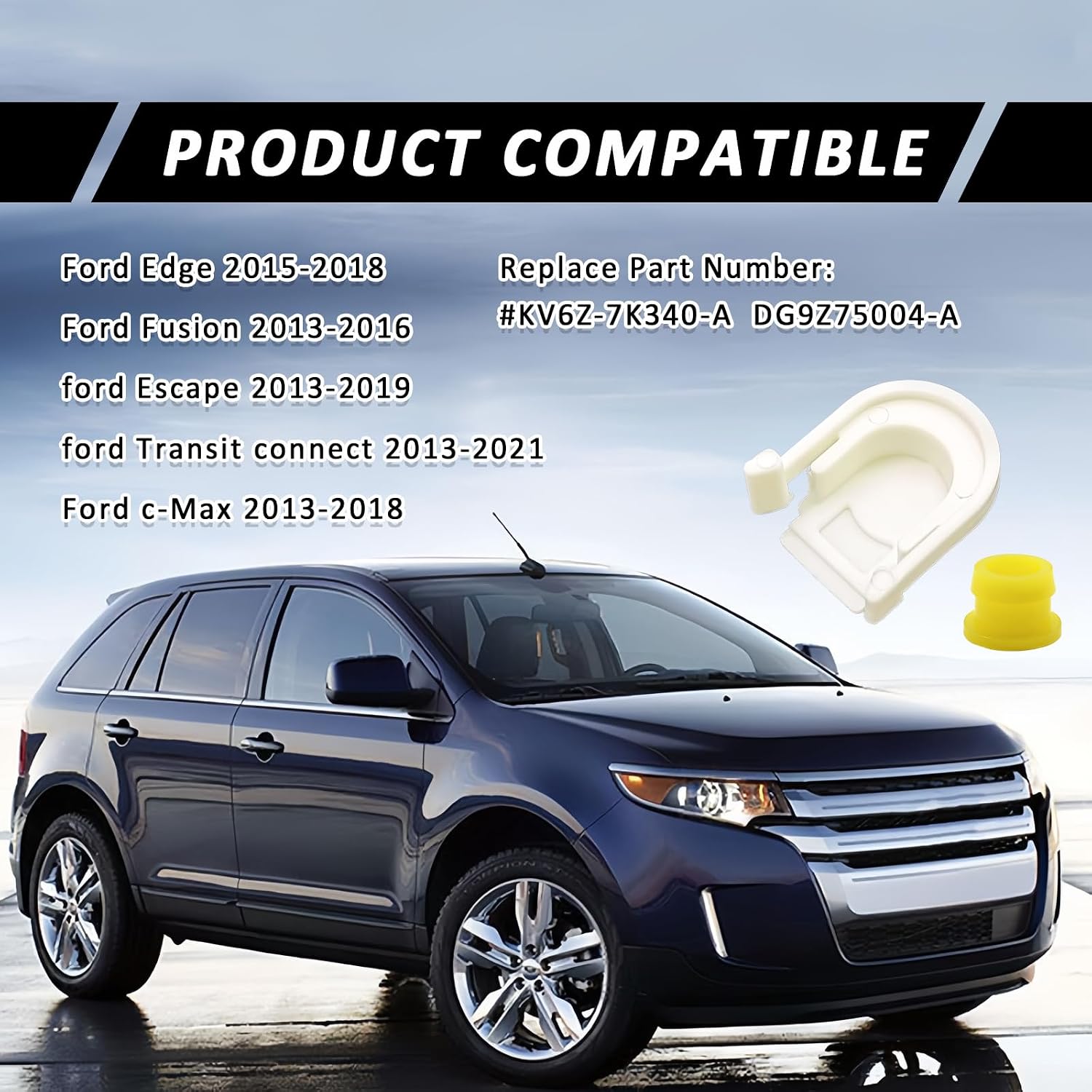 Transmission Shifter Bushing Set, Shifter Cable Bushing and Cap Compatible with Ford Edge 15-18 Fusion 13-16 Escape 13-19 Transit Connect 13-21 C-Max 13-18 Replace KV6Z-7K340-A DG9Z-7S004-A