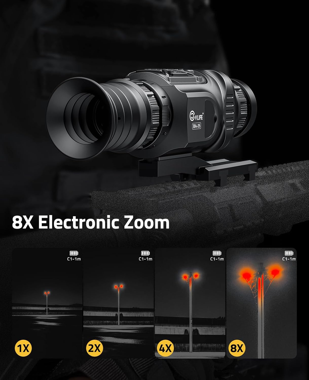 CVLIFE 25mm Thermal Rifle Scope, Thermal Imaging Scope with 1080×760 HD Display and 50Hz Refresh Rate, High Resolution Thermal Night Vision Scope with 6 Color Palettes for Hunting