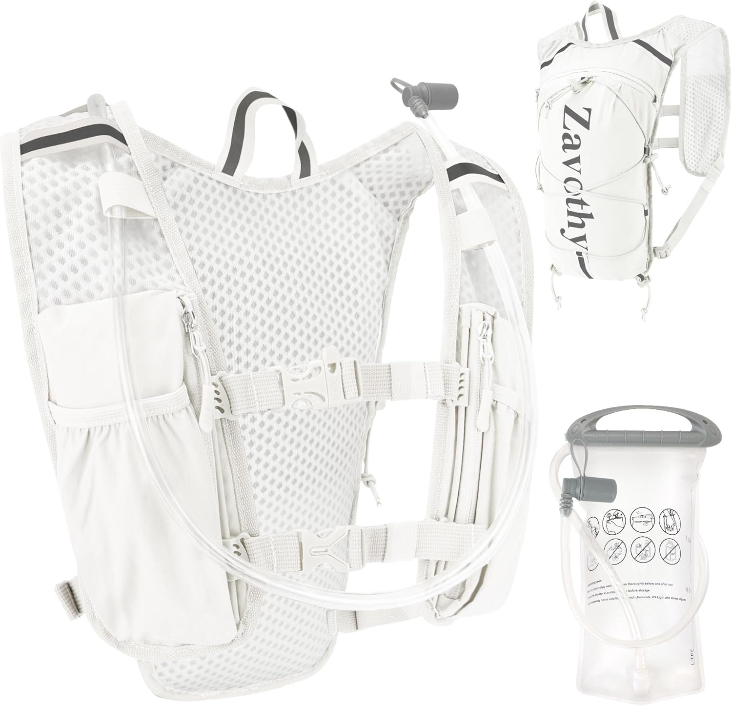 Zavothy Hydration Backpack with Rain Cover, 1.5L Lightweight Hydration Pack for Hiking, Cycling & Trail Running