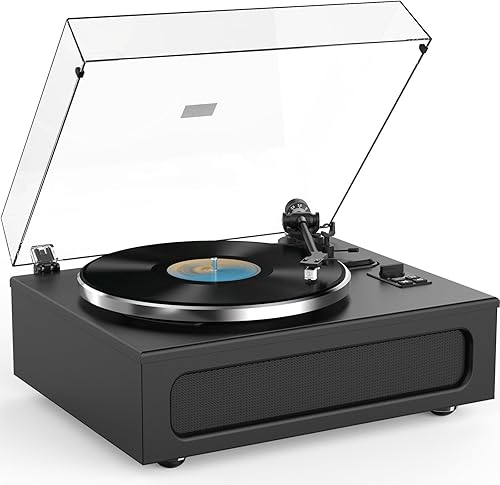 Miniatura 1 de Tocadiscos clásico todo en uno para discos de vinilo incorporado, 4 altavoces estéreo de alta fidelidad, audio de alta fidelidad AT-3600L, unidad