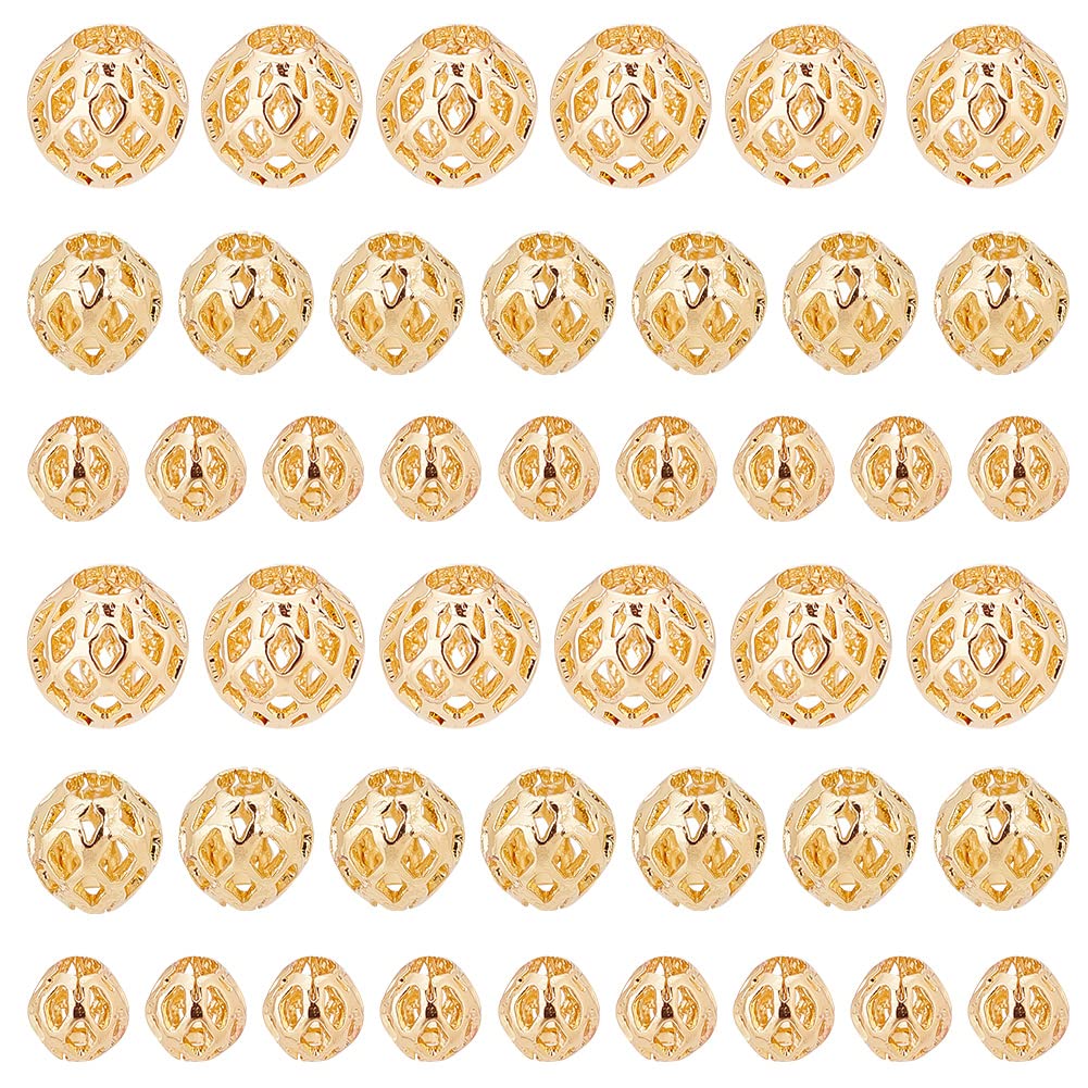 PH PandaHall 60 Stück 18 Karat Vergoldete Runde Perlen