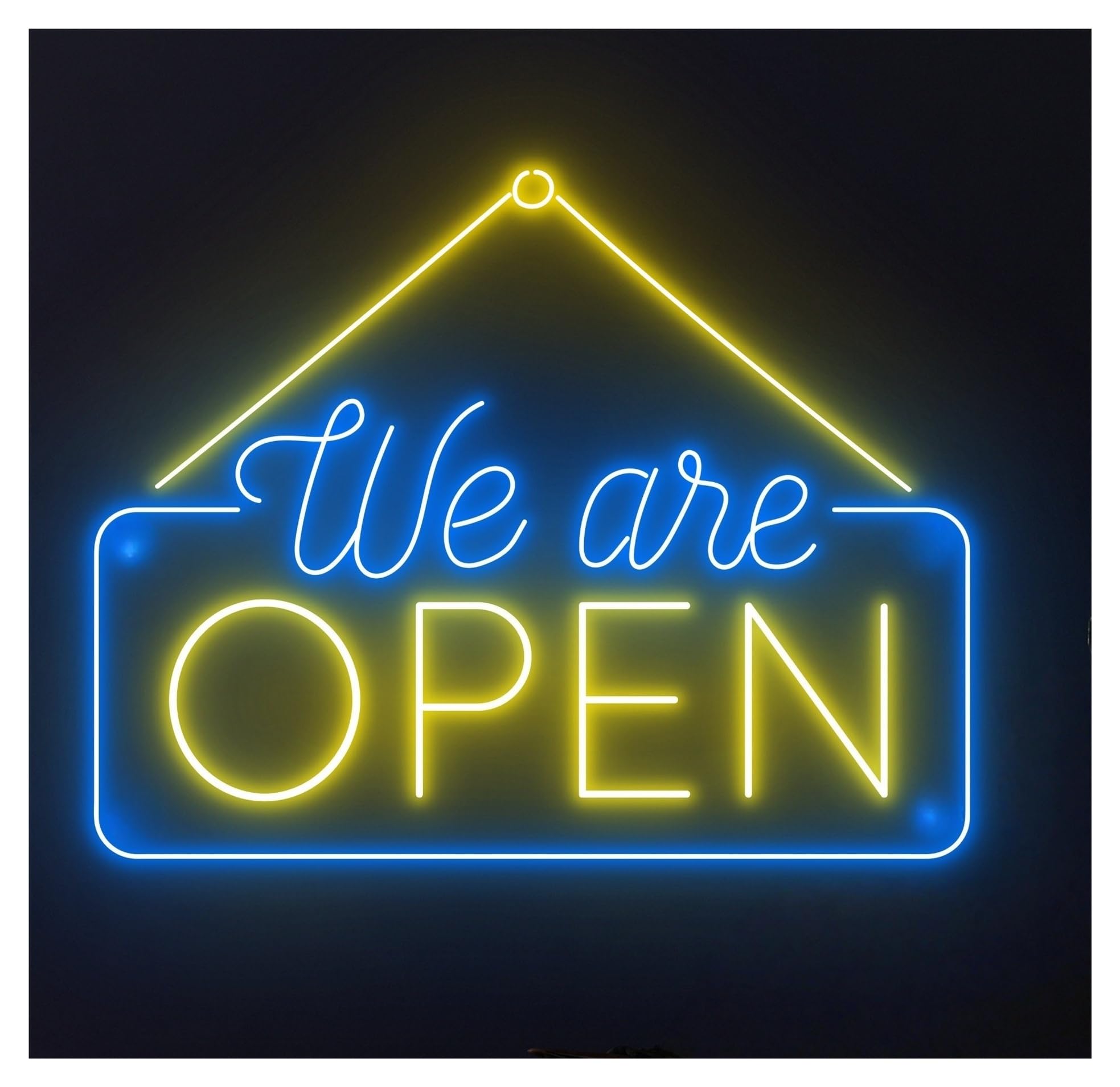 Hanging Art Neon Signs "We're Open"Neon Sign Room Wall Decor Welcome Storefront Window Display Business Entrance Gameroom Bedroom Bar 58cm