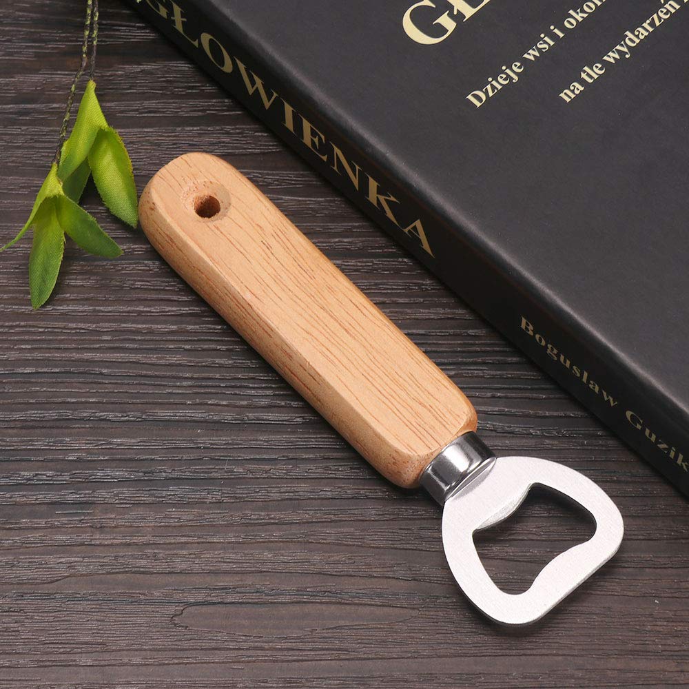 Apribottiglie, 40 pezzi, manico in legno naturale, apribottiglie con foro portatile, in acciaio inox, grande regalo per uomini, Natale, Capodanno, festa