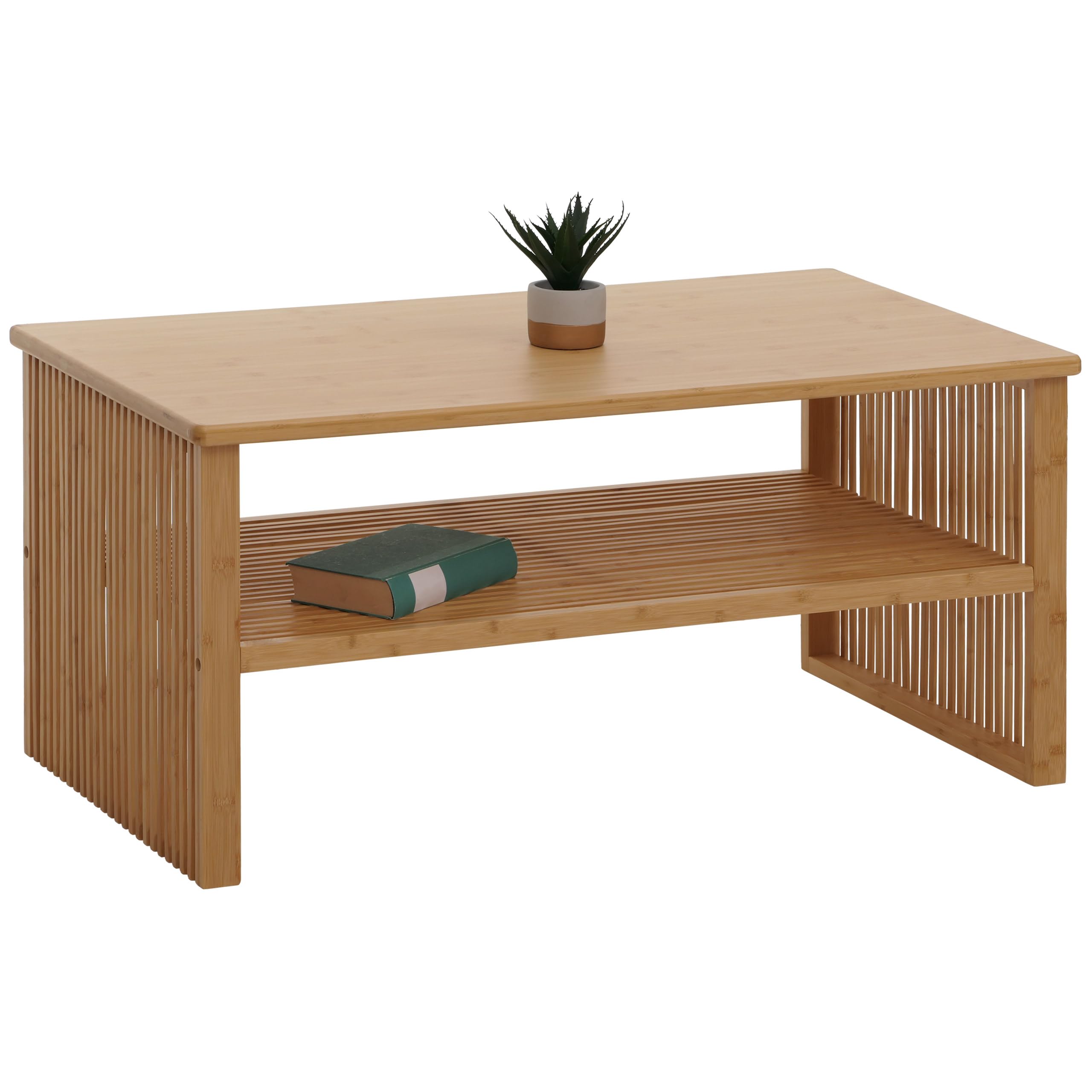 Mendler Bambus Couchtisch HWC-N80 Ablagefach 46x97x55cm | Wohnzimmertisch, Tisch, Sofatisch, Beistelltisch, FSC®-Zertifiziert
