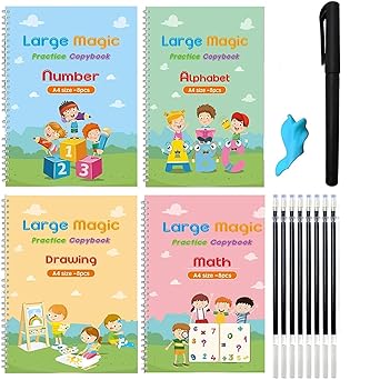 Avedia Magic Tracing Book with Reusable Erasable Pen for Calligraphy, Copy, Early Preschool Educational Toys for Kids Boys Girls Nursery Magic Practice Copy book For Kids Magic Book(BIG A4 BOOK)