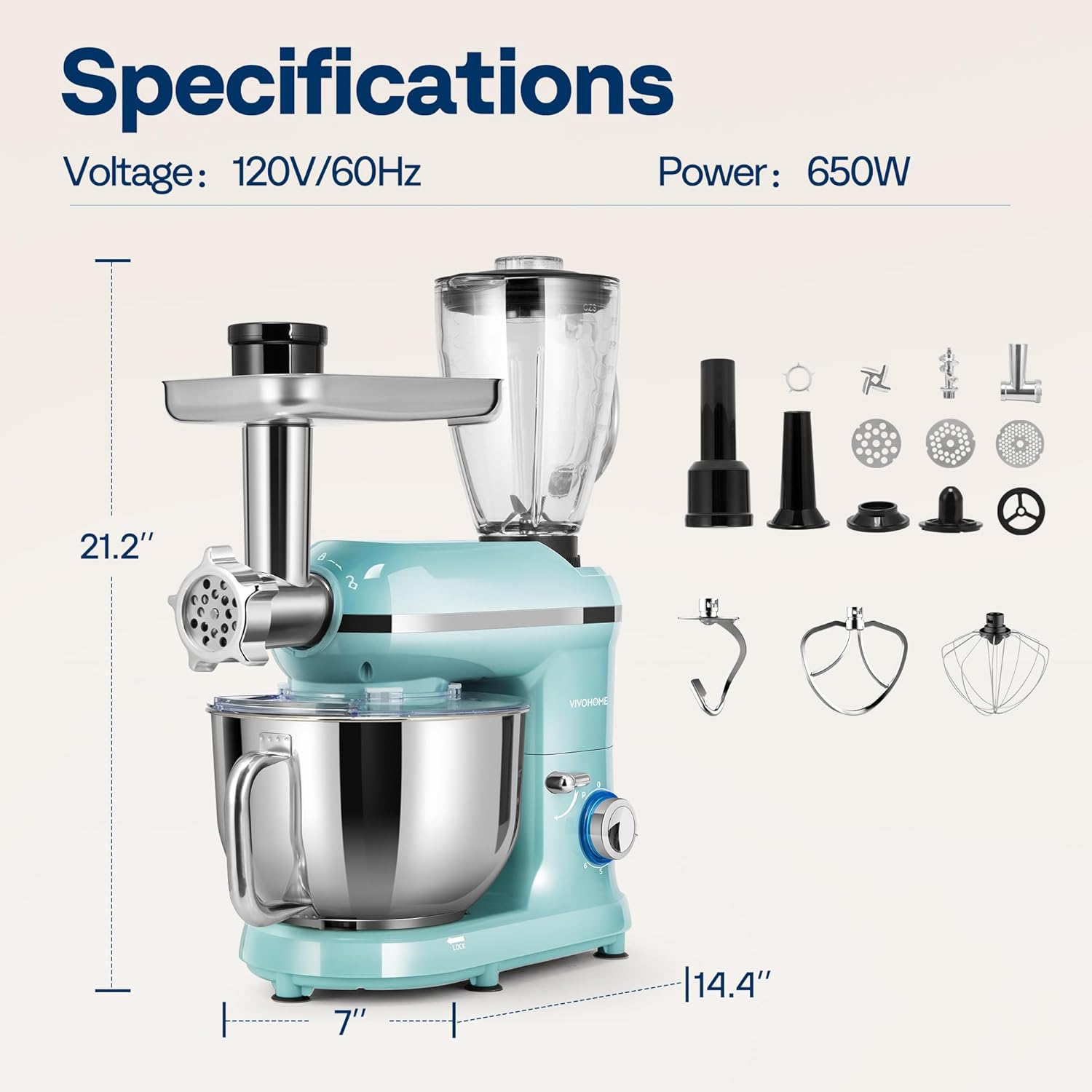 Meat grinder attachment connected to the stand mixer