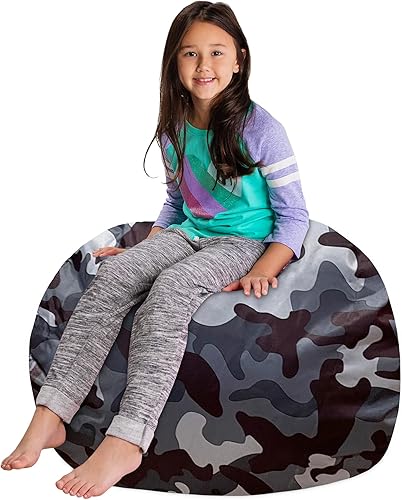 Miniatura 19 de Posh Stuffable - Sillón puff con almacenamiento para niños, contenedor de animales de peluche, organizador de juguetes de niños Lienzo Burbujas Azul