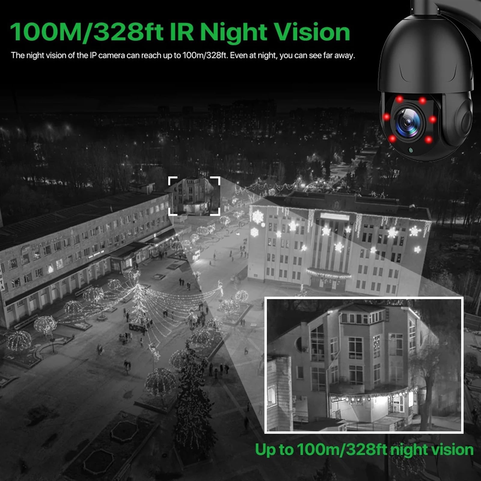 Kamera PTZ 8MP 4K HD POE Zewnętrzna kamera 30X Zoom H.265 Speed ​​Dome Kamera IP Noktowizor Kamera telewizji przemysłowej 100M Dwukierunkowy dźwięk IP66 Wodoodporna(4K 8MP 30X POE)