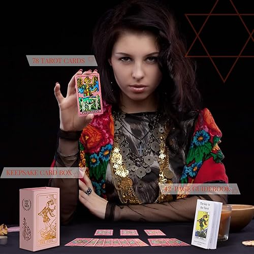 Miniatura 2 de Tarjetas de tarot con libro guía impermeable y resistente a las arrugas, lámina dorada de tarot, cartas de tarot para principiantes, cartas de tarot