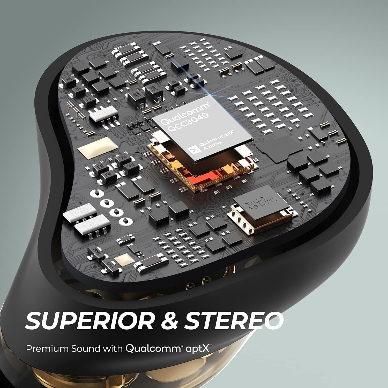 Qualcomm QCC3040 chip inside earbud