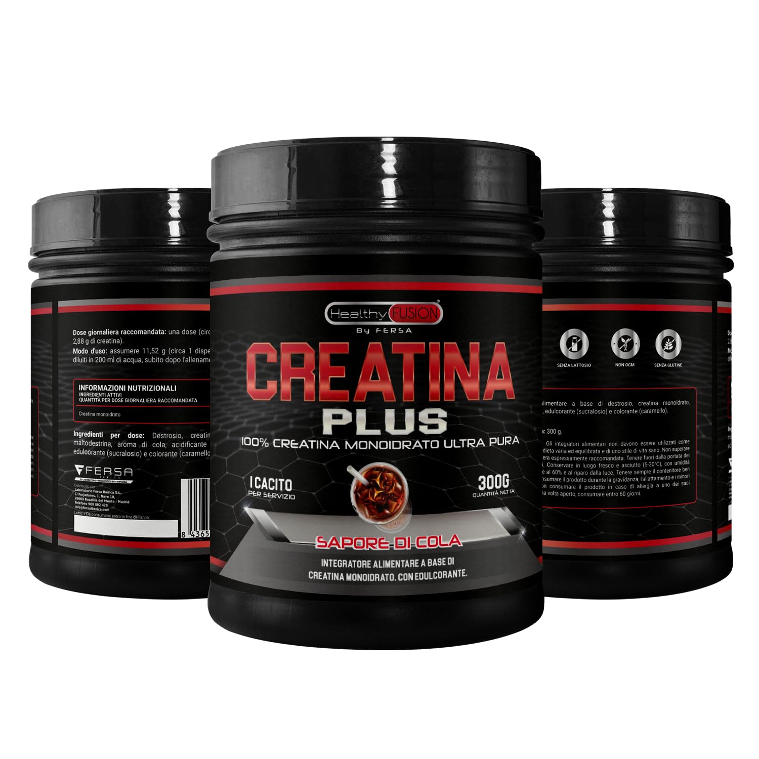 Healthy Fusion Creatina Monohidratada en Polvo | 2.8 g/dosis Creatina | Fórmula 100% pura sin aditivos | Creatina Micronizada 200MESH | Apoyo al Rendimiento y Desarrollo Muscular | 300g sabor cola