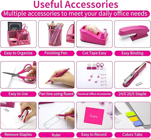 Miniatura 9 de Juego de organizadores y accesorios de escritorio verde 12 en 1, regalos verdes para compañeros de trabajo, suministros de oficina verdes que