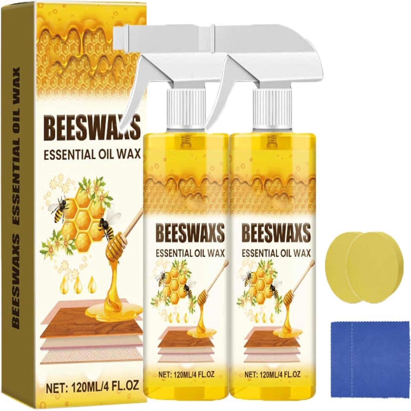 Muiltvoe Beeswax Wood Polishing Spray 2 * 120ml Wood Finish Restorer Restoration Care Spray for Furniture Deeply Nourishes Woods for Furniture Floors Doors Non-Greasy AntiDust Finish