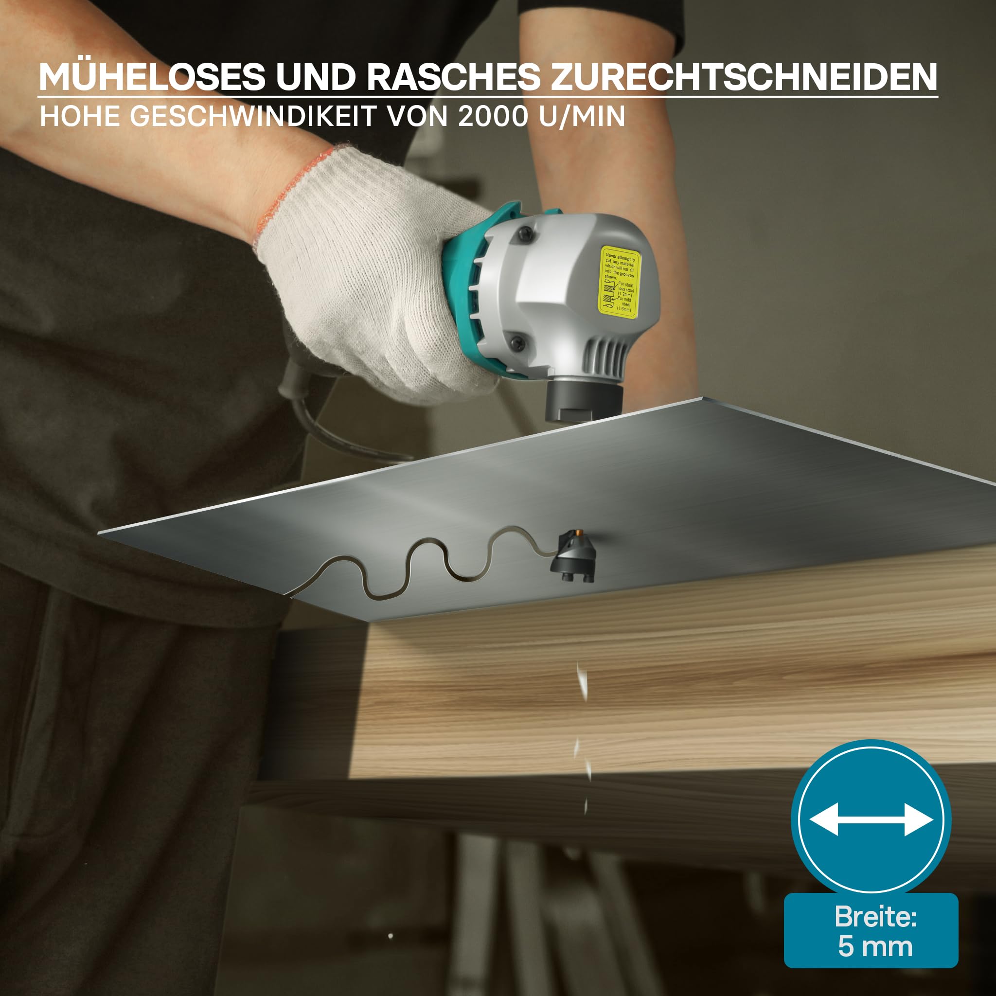 Wiltec Blechknabber 500 W mit Schnitttiefe bis 2,5 mm, Blechnibbler mit um 360° drehbarem Knabberkopf, Nibbler Blechschere