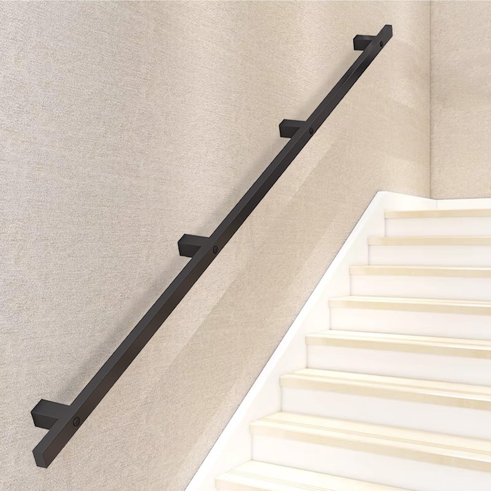Rampe d'escalier avec tige de support de sécurité et montage mural anti-rouille