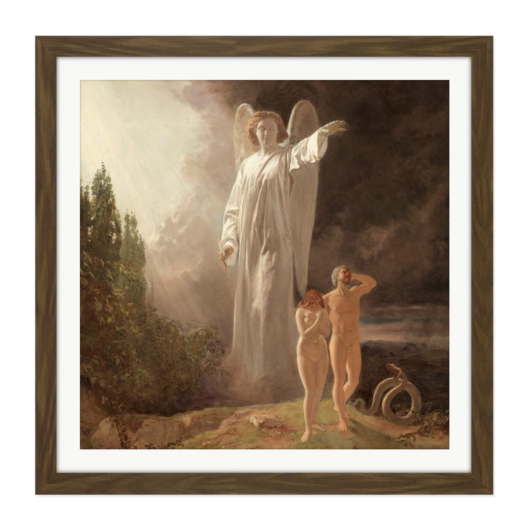 Artery8 Faed Expulsion Of Adam And Eve Square Wooden Framed Wall Art Print Picture 16X16 Inch