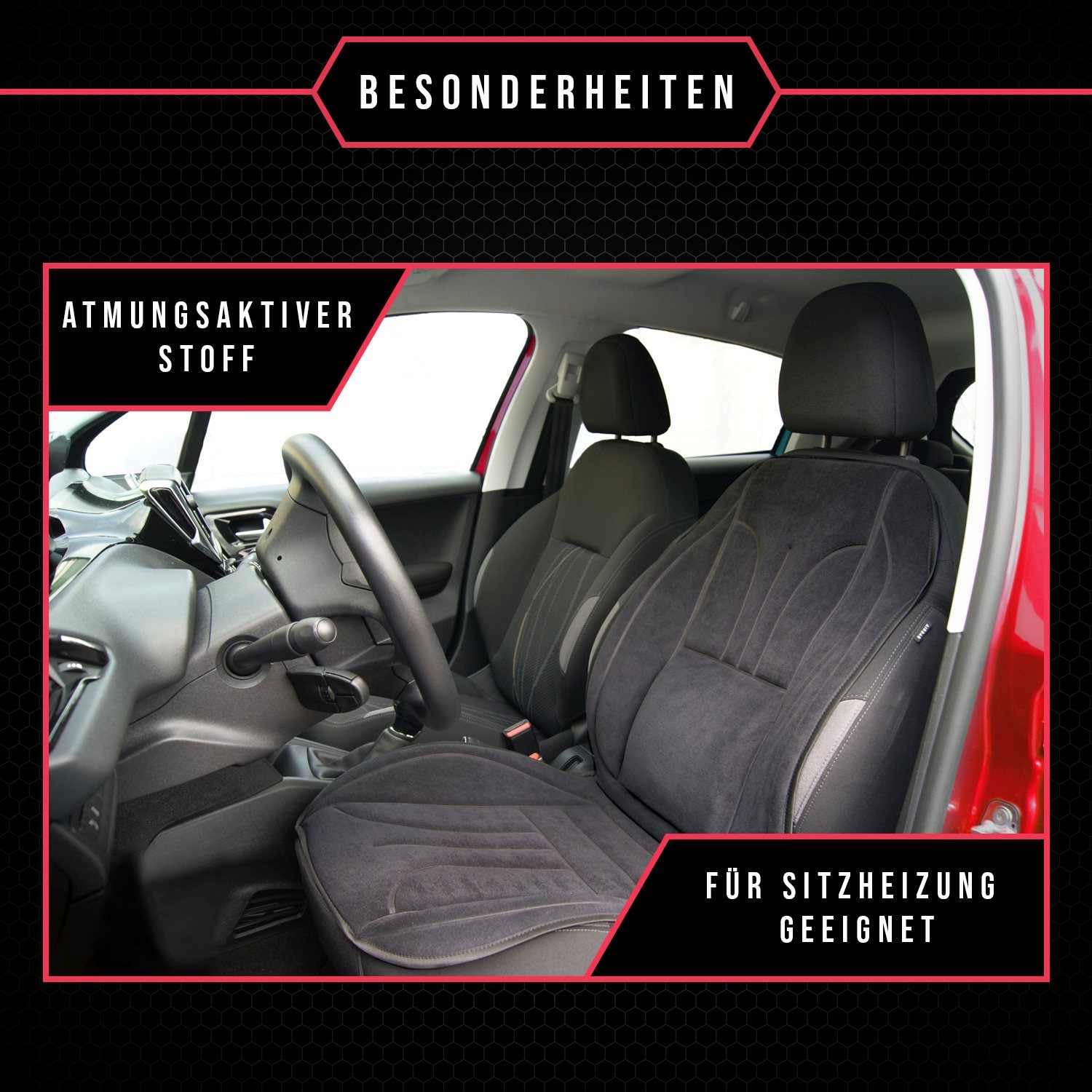 Sitzauflage Auto Vordersitze Autositzmatte Wasserdicht Autositzbezug Fahrersitz Universal Sitzschutz Velours Schwarz für Airbag geeignet 1 Autositz Vorne
