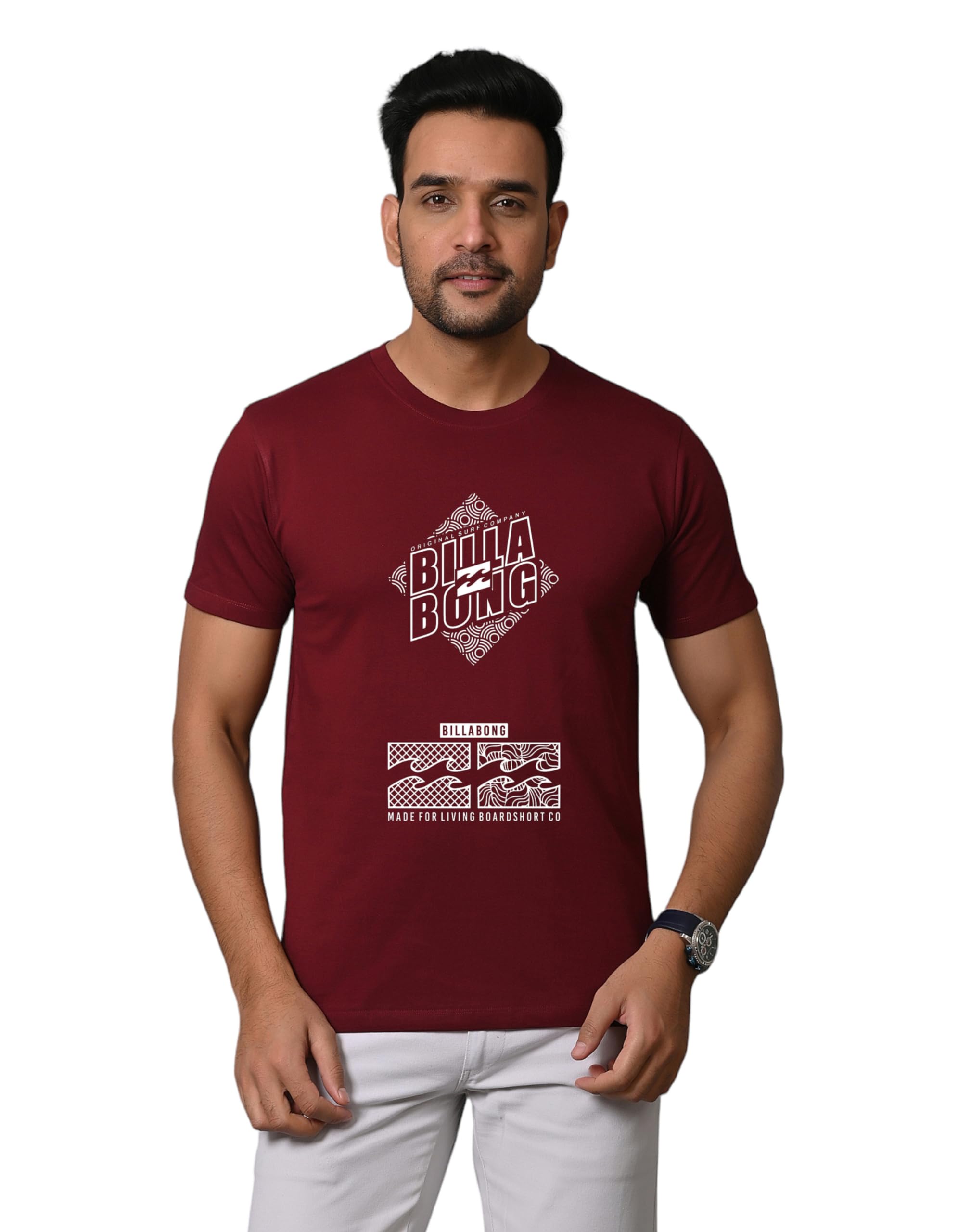 T-MODUnique Trending Design Bula Bong Print Cotton Tshirt Round Neck Half Sleeves for Men(MRN_TMOD6)