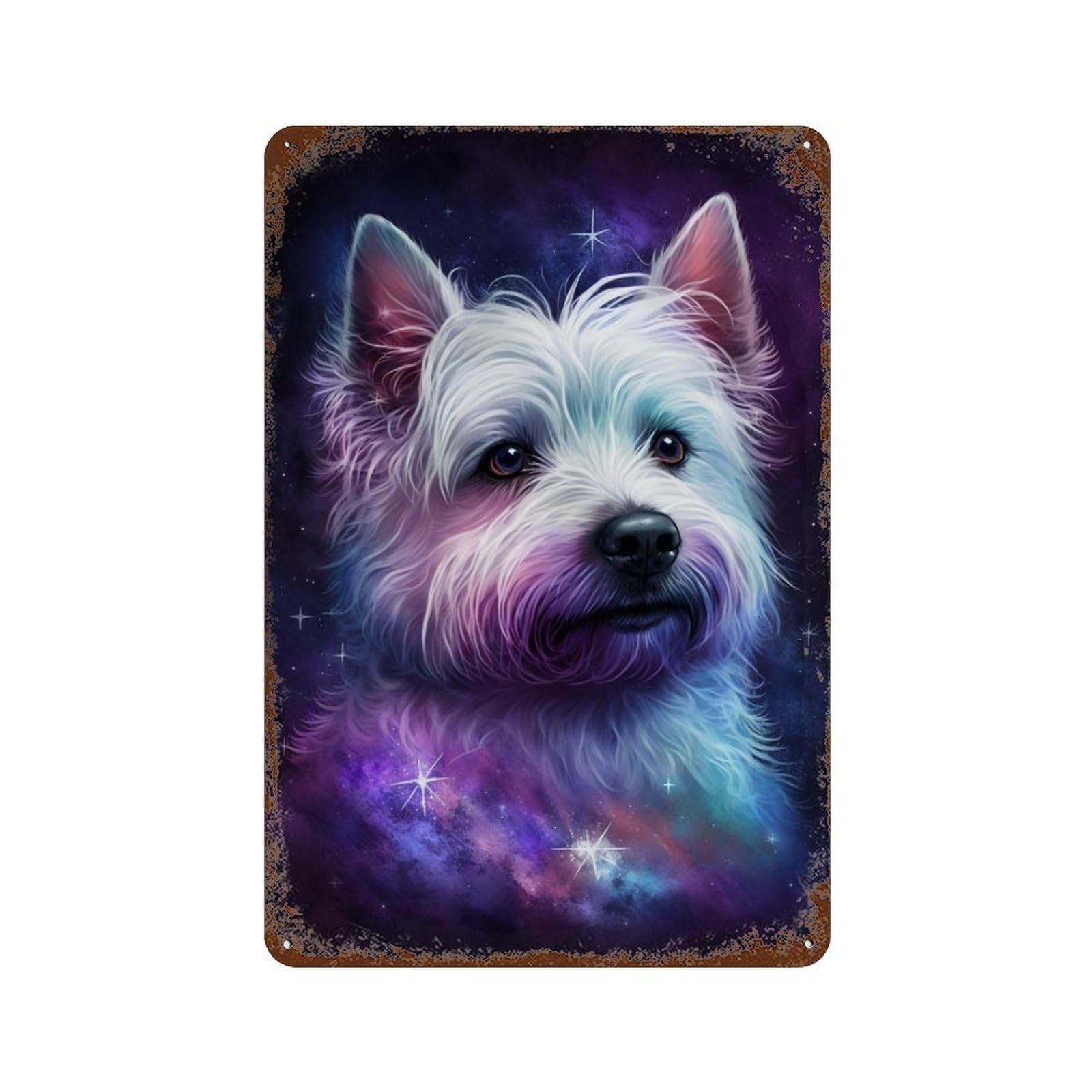 Galactic Pooch Portrait -1 Retro Metal Sign 11.8"x7.9", Novelty Wall Decor for Farmhouse, Kitchen And Entryway Decor