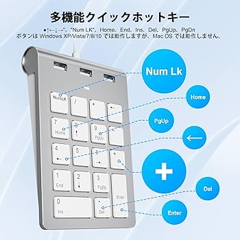 Amazon | テンキー 有線 薄型 18キー mac テンキーボードき