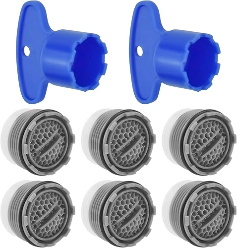 Aireadores de grifo con herramienta de llave de extracción de 0.728 in de alta eficiencia de ahorro de agua, juego de restrictor de flujo de