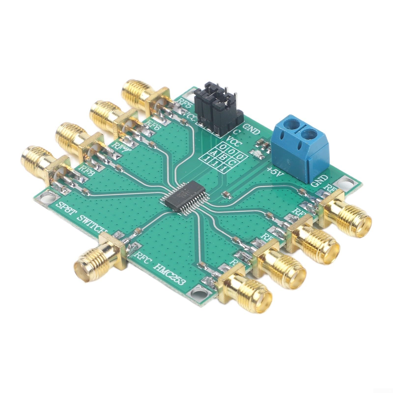Multifunktions-HF-Schaltermodul HMC253 SP8T mit integriertem 3 6 Decoder für TTL CMOS-Steuerung DC auf 2 5 GHz für SMA-Stecker 3 V auf 5 V Netzteil