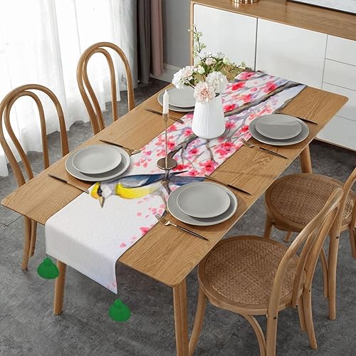 Watercolor Flowers and Birds Christmas Table Runner Dining Table Decor Christmas Decorations Indoor Home Decor Christmas Table Runners Xmas Navidad