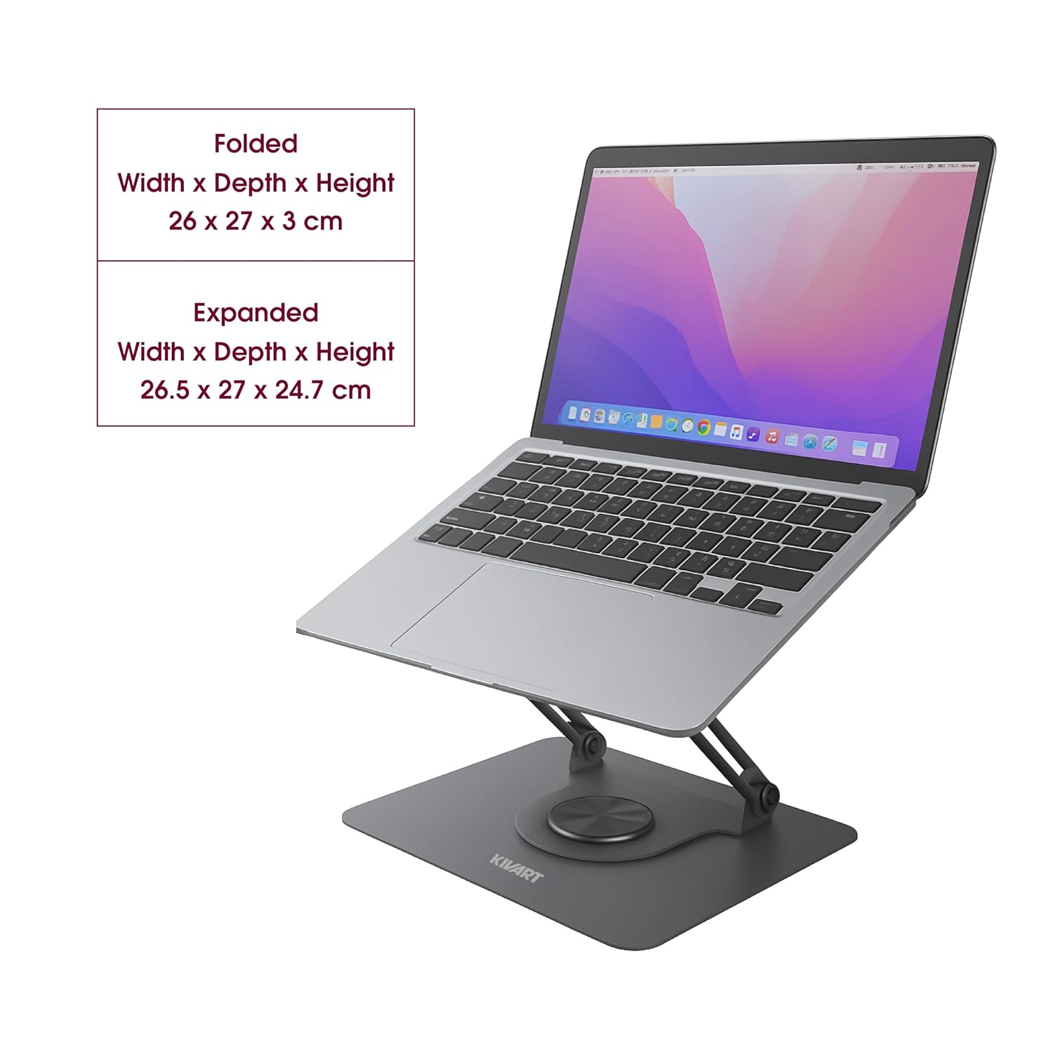 Elevate PRO Metal Laptop Stand with 360° Rotating Base | Adjustable Height & Angle | Hollow Design for Heat Dissipation | Anti-Slip Pads | Supports 12Kg | Universal Compatibility Elevate PRO Metal Laptop Stand with 360° Rotating Base | Adjustable Height & Angle | Hollow Design for Heat Dissipation | Anti-Slip Pads | Supports 12Kg | Universal Compatibility