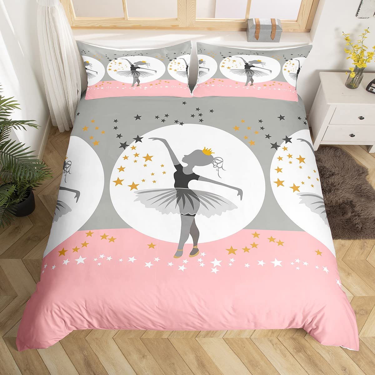 Homemissing Ballet Bedding Set Girls Star Ballet Duvet Cover for Kids Boys Girls Sports Theme Comforter Cover Soft Microfiber Bedspread Cover 1 Duvet Cover with 1 Pillowcase Single Size