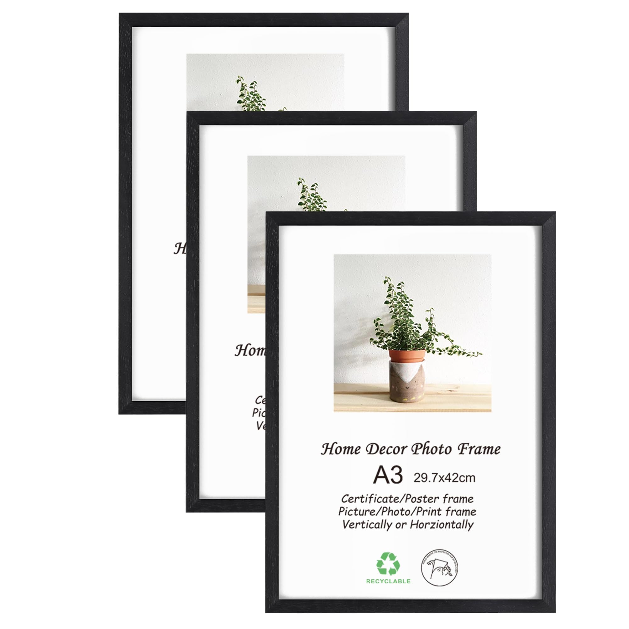 Amazon.co.jp: LYYYXGYP A3 無垢材写真フレーム 3パック 11.7x16.5