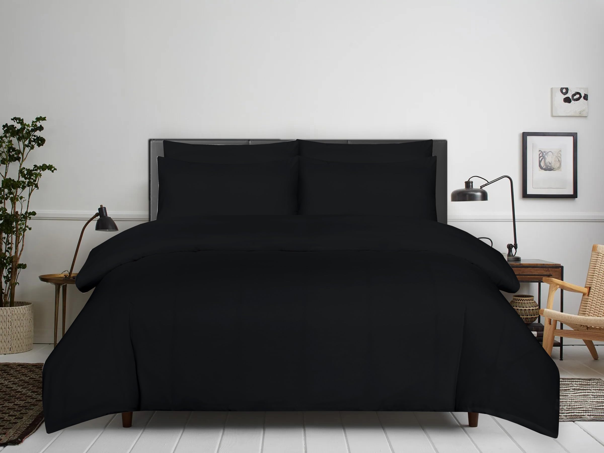 APEX FURNISHINGS Super King Size Duvet Cover Sets - 100% Brushed Microfiber Bedding Quilt Cover with Pillowcase - Black โ image 1