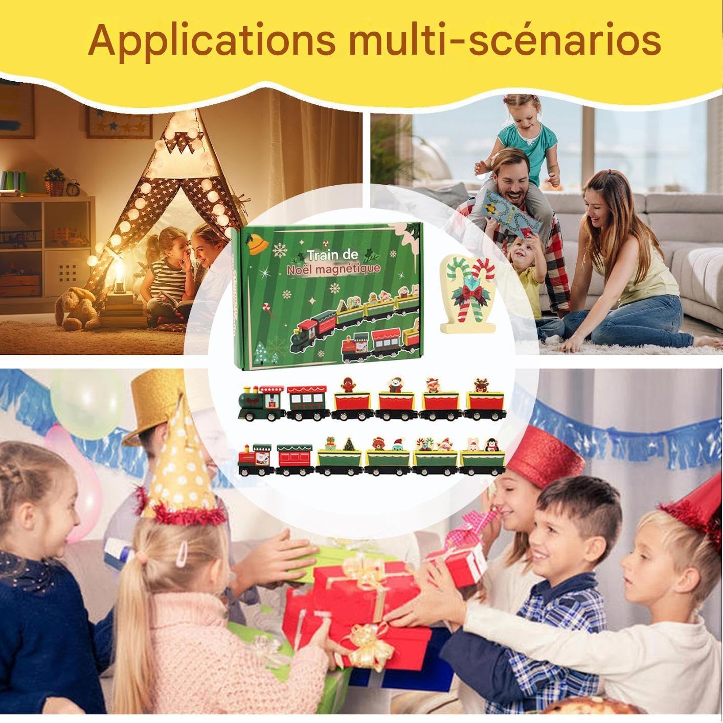 Tren Navideño para Niños Decoración Navideña de Madera