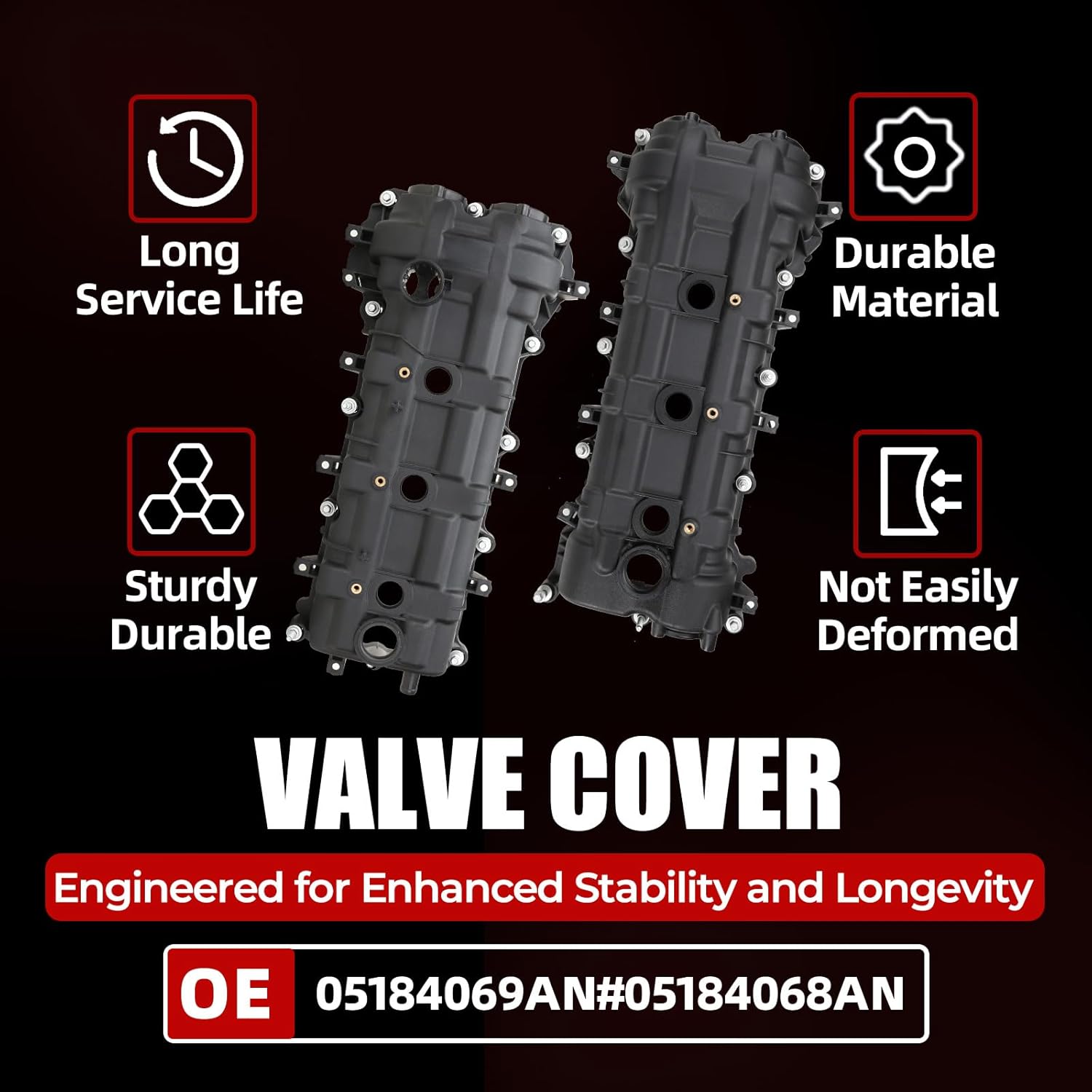 MITZONE Valve Cover Compatible with 2011-2020 Dodge Chrysler Jeep RAM 3.6L V6 Grand Cherokee Wrangler Journey Grand Caravan Town Country 1500 Replaces 5184068AN 5184069AN