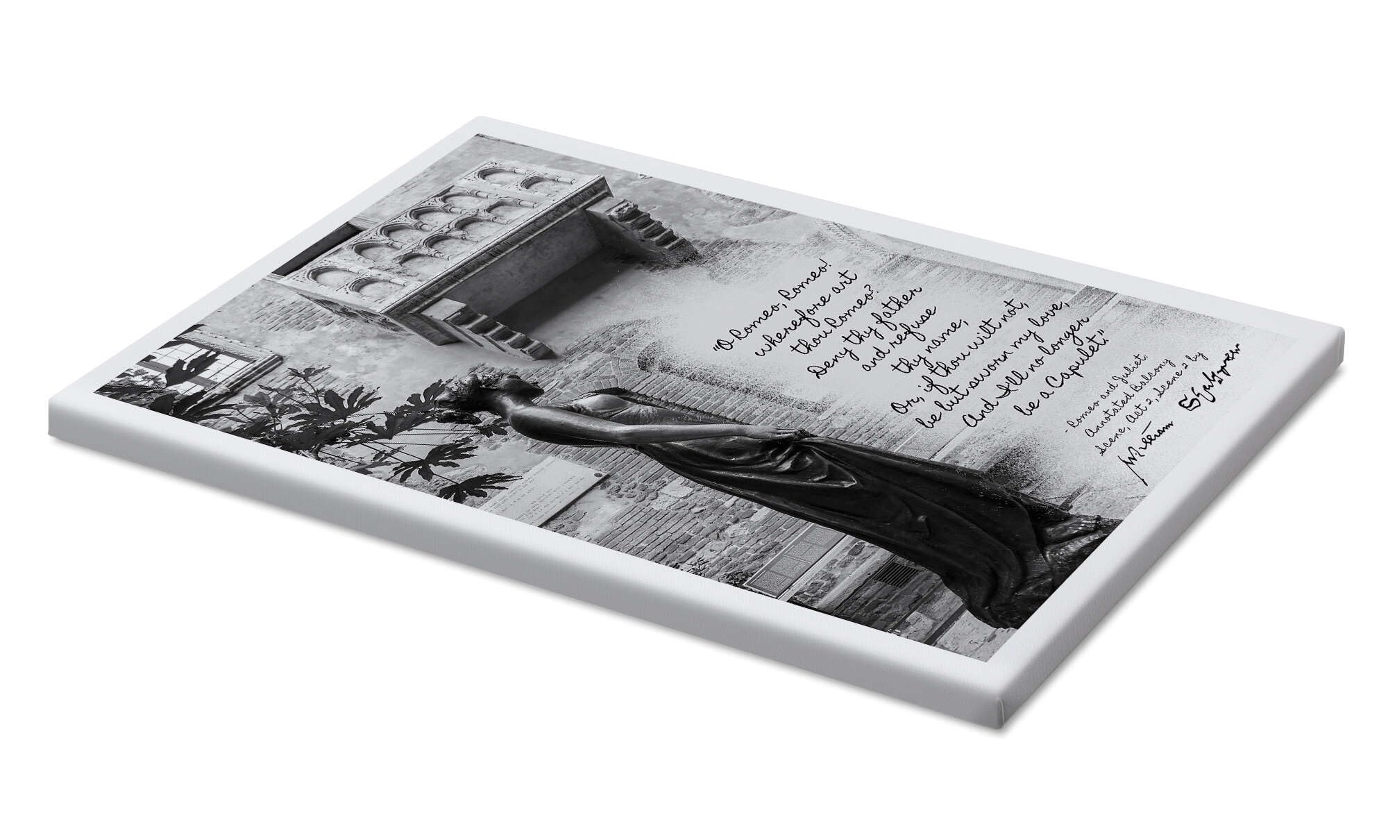 Posterlounge Balcony scene, Romeo and Juliet Stampa su tela | 70 x 100 cm Nero e Bianco Quadri Decorazione per pareti