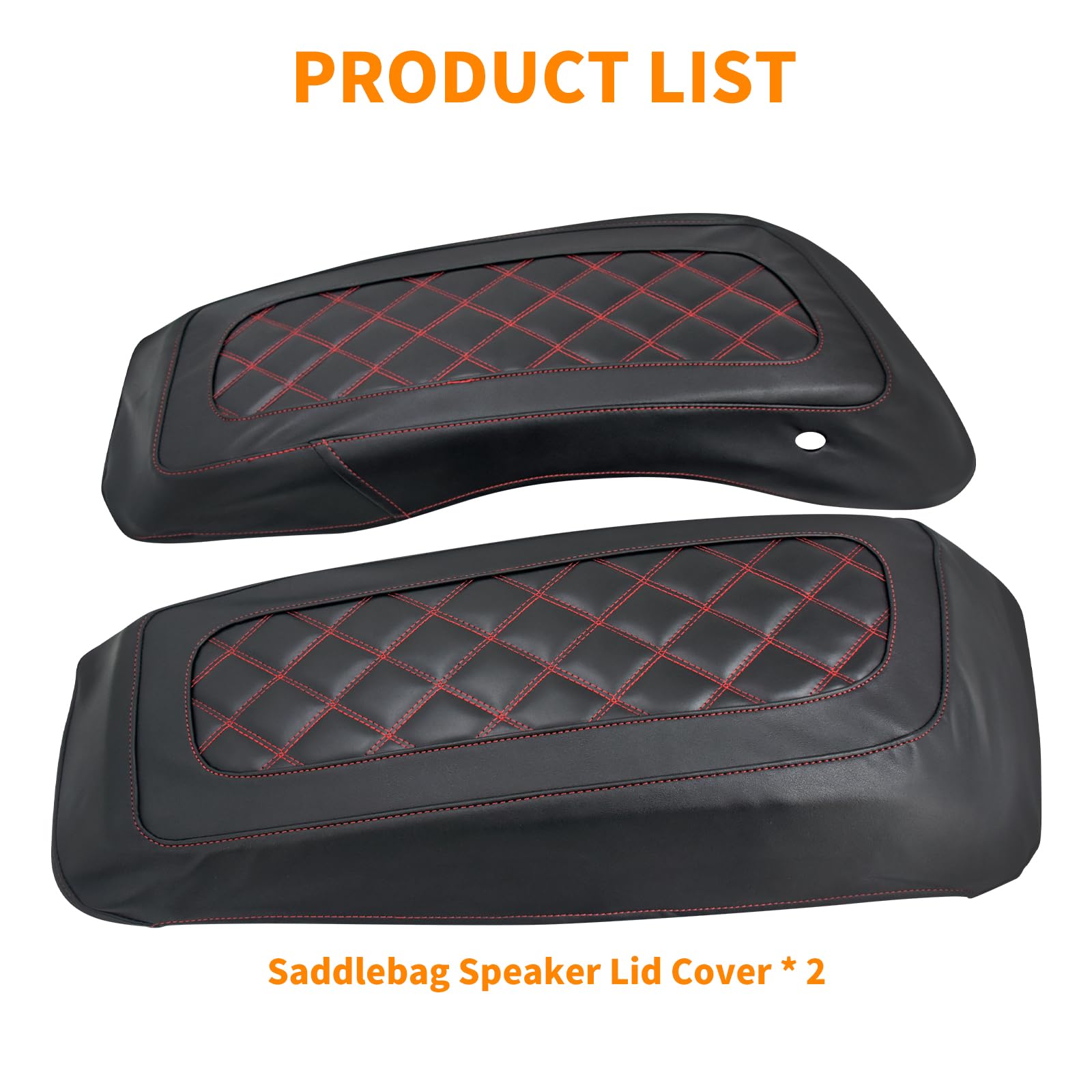 Housses de Couvercle de Sacoche, Housses rigides pour Harley Touring Street Glide Road Glide Road King Electra Glide Tri Glide 2014-2024 (Coutures Rouges)