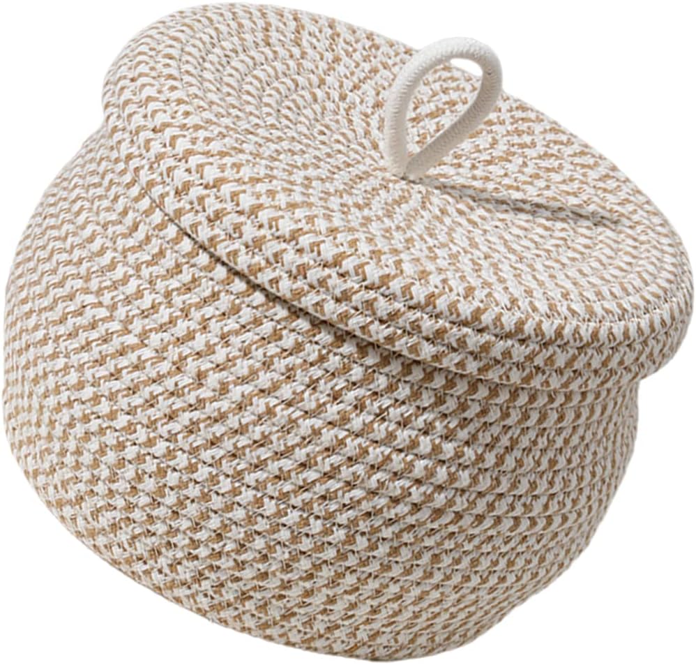 DOITOOL Cotton Rope Storage Basket with Lid, Round Basket