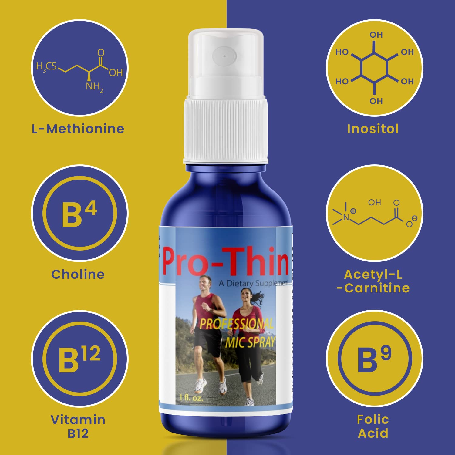 Pro-Thin MIC Spray (1 Ounce) Be Thin Professional MIC Spray, Methionine,  Inositol and Choline Plus Vitamin B12 (Methylcobalamin), Amino Acids.  Legere Pharmaceuticals Be-Thin Improved with folate. : Amazon.sg: Health,  Household and Personal